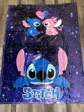 Source Unknown Blue and Pink Character Blanket